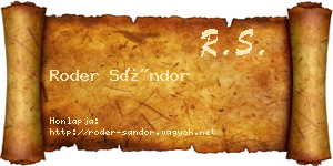 Roder Sándor névjegykártya