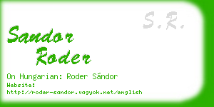sandor roder business card